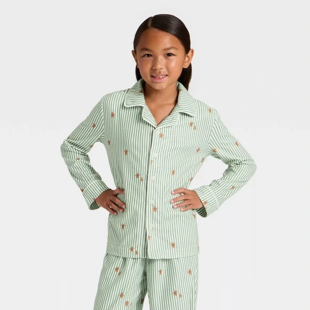 Toddler nwt Gingerbread Striped Long Sleeve Shirt and Pants Pajama Set  12M